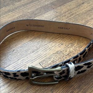 W. Kleinberg leopard calf hair belt with Classic Metal Buckle
